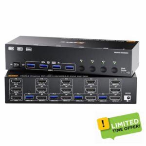 HDMI + 2Displayport KVM Switch 3 Monitors 4 Computers