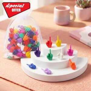 Hiboom 100pcs Tiny Middle Finger Hand Gift Novelty Party Favor Funny Gag in Bulk 8 Colors Flip the Bird White Elephant Gift with Bag for Office Christams Bachelorette Birthday Home Stocking Stuffe