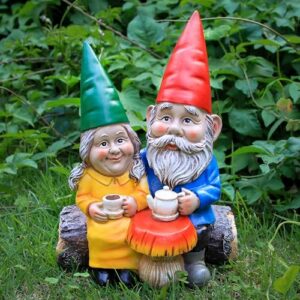 Romantic Couple Drinking Coffee Figurine for Patio Yard Lawn Decor