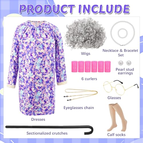Halloween Granny Outfit 100 Days of School Party for World Book Day Carnival Party Cosplay
