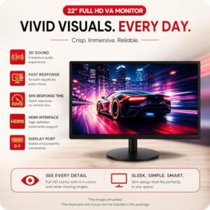 Slim LED Computer Screen with HDMI & DisplayPort