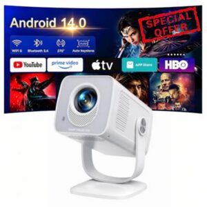 【Built-in Android 14 | Short Throw】TOPTRO Mini Portable Projector 1080P 4K Supported