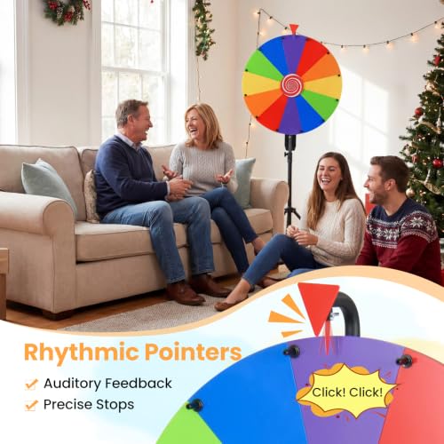 12 Slots Color Roulette Spinner of Fortune | Height Adjustable Spin the Wheel Game with Folding Tripod Stand