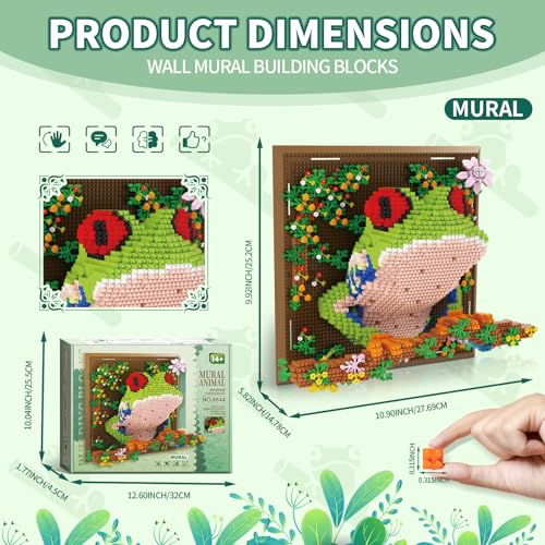 2406PCS 3D Mosaic Painting Tree Frog with Flowers Desktop & Wall Decor Creative Animal Model Kit for Adults