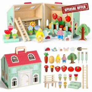 SIMPLIPLAY Montessori Wooden Flower Garden Toys