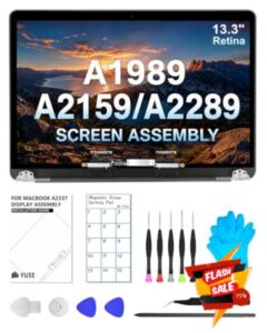 A1989 A2159 A2289 Screen Replacement 13.3" for MacBook Pro Full LCD(Silver) | 2018-2019-2020 Year Retina，Model: EMC 3358