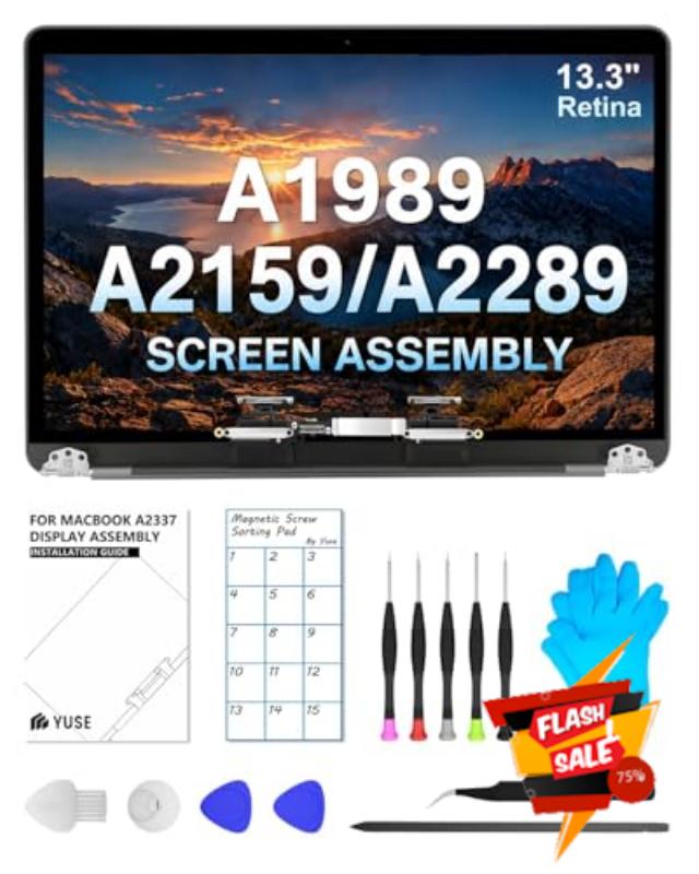 A1989 A2159 A2289 Screen Replacement 13.3" for MacBook Pro Full LCD(Silver) | 2018-2019-2020 Year Retina，Model: EMC 3358