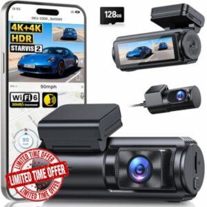 GKU 4K+4K Dash Cam Front and Rear