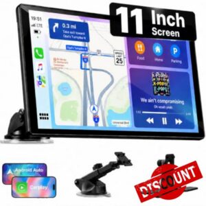 LAMTTO 2026 Upgrade 11 Inch Carplay Screen for Apple Car Play and Android Auto Car Portable Wireless Car Stereo for Car Audio Receivers with GPS Navigation