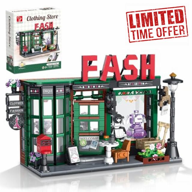 TYCOLE Vintage Fashion Store Building Toy Set With 2 LED Lights