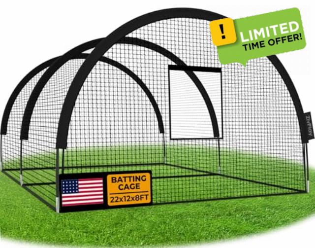 Baseball Batting Cage Net Batting Cages for Backyard 22ftx12ftx8ft Portable Baseball and Softball Batting Cages with Pitching Machine Hole and Detachable Door for Hitting Practice
