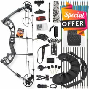 Wolfman Archery Compound Bow Set for Adult and Beginners 25-70lbs Draw Weight 320fps for Outdoor Hunting & Target Shooting