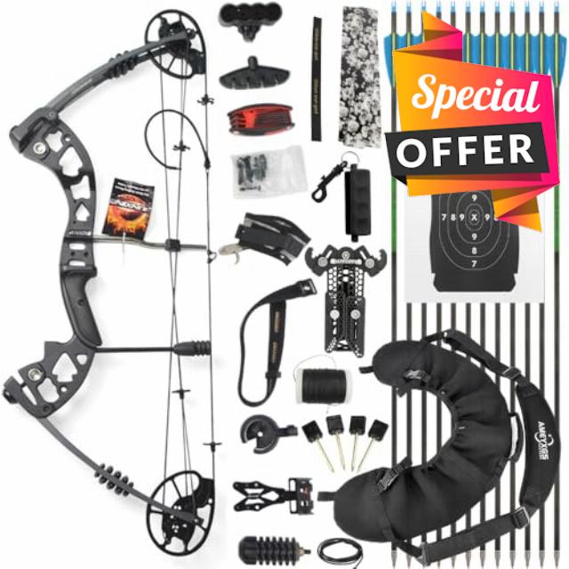Wolfman Archery Compound Bow Set for Adult and Beginners 25-70lbs Draw Weight 320fps for Outdoor Hunting & Target Shooting