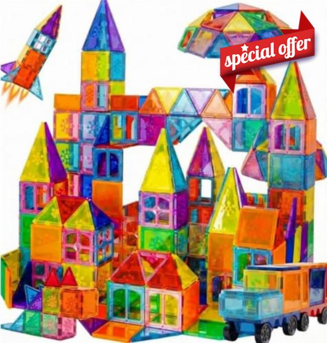 Magnetic Tiles 120 Piece Magnetic Building Blocks Set for Kids