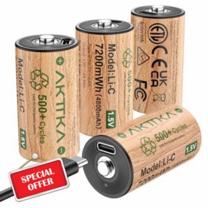 Rechargeable C Batteries 1.5V 7200mWh