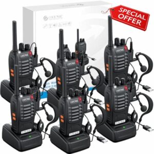 eSynic 6Pack Professional Walkie Talkies for Adults Rechargeable Walkie Talkies Best 16CH Walkie Talkie Long Rang VOX Radio Walky Talky With Earpieces Wonderful Gifts For Adults Kids etc