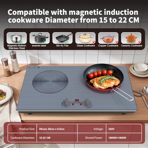 LED touch control 2 burner hob