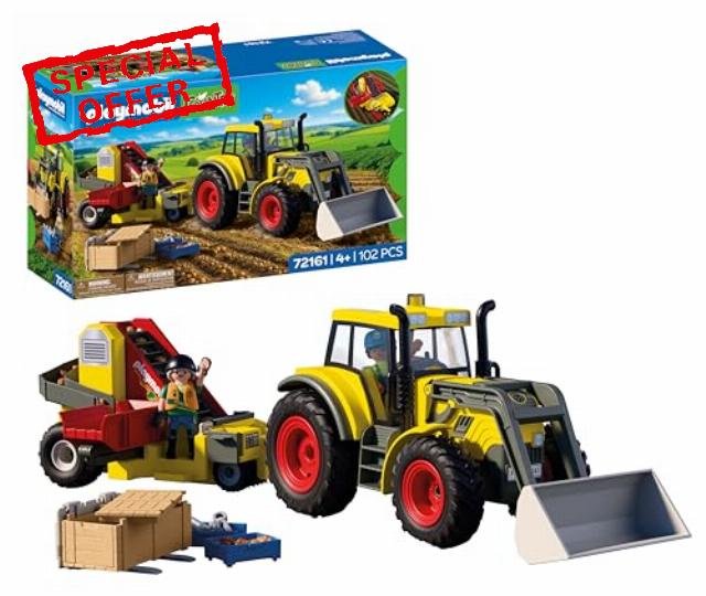 Playmobil | Country | Large Tractor with Potato Harvester | Farm Machinery Set with Front Loader