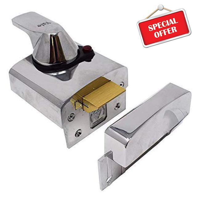 Yale B-BS2-CH-CH-40 - BS2 British Standard Nightlatch - 40mm - Chrome Finish - High Security Approved by Insurance Companies