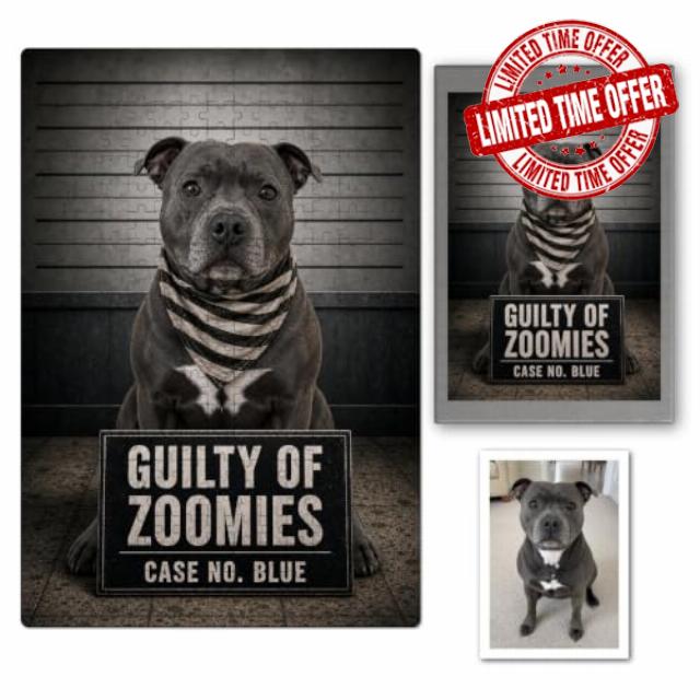 Personalised Pet Mugshot Jigsaw From Photo and Custom Text