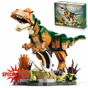 INSOON Mechanical Dinosaur Building Set Toy for Kids Boys Ages 8-12+ | Hand Crank Dino with Gear-Driven Movable Limbs