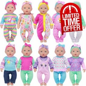 ZITA ELEMENT Baby Doll Clothes for 14-18 Inch Dolls | 10 Sets 17 Inch Baby Doll Clothes and Headbands Outfits Pjs Accessories for 43cm New Born Dolls