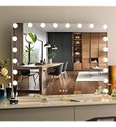 Clevich Make-up Mirror with Lighting, 50 x 40 cm, 15 Dimmable LEDs, USB Port, Removable Magnifyin...