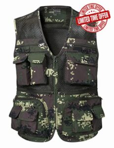 Sukany Men's Mesh Fishing Vest Utility Multi-Pocket Outdoor Work Shooting Safari Travel Photography Ves