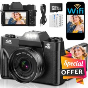 4K 75MP Digital Camera with WIFI