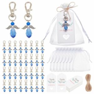 PH PandaHall 60 Sets Angel Party Favors Funeral Favors Celebration of Life Favor Crystal Angel Keyrings Organza Gift Bags with Thank You Tags for Memorial Party Baptism Guest Return Supplies