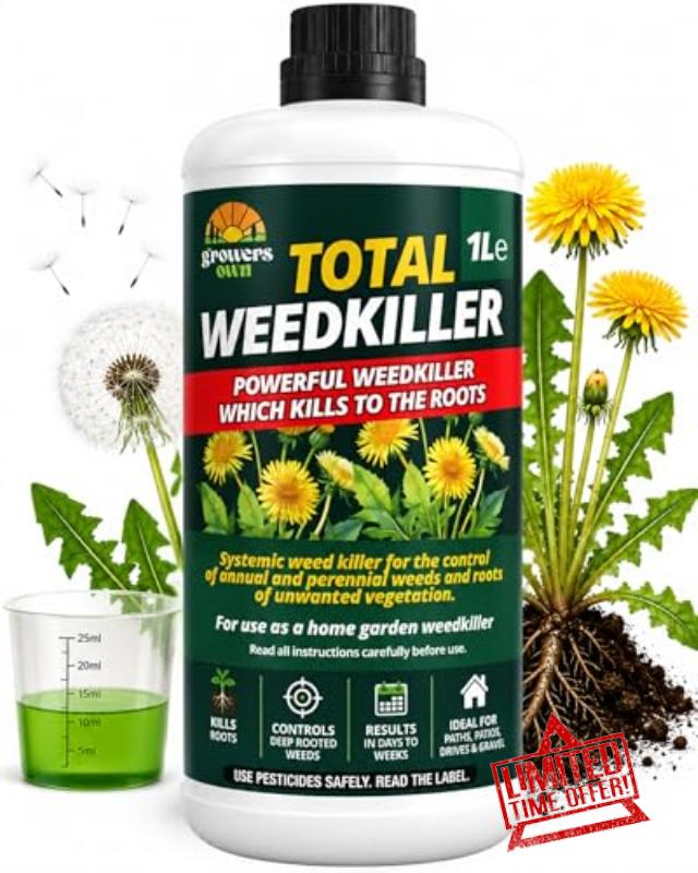 Total Weed Killer Extra Strong 1L Concentrate – Glyphosate Weedkiller for Unwanted Vegetation & Annual