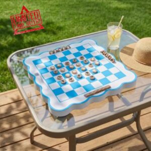 Wiooffen Portable Travel Chess Set EVA Floating Chessboard with Chess Pieces Scalloped Checkers Game Table Pool Board Games for 2-4 Players Family Summer Swimming Pool Hot Tub Beach Party Supplies