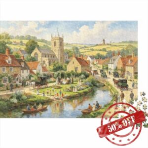 British Village Puzzle for Boy & Girl 1000 Piece Recyclable Vintage Town Jigsaw Puzzle Fun And Challenging Family Game Great Gift Idea for Child‘s Birthday 70x50cm/1000pcs