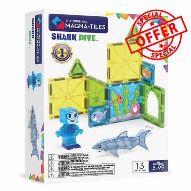 MAGNA-TILES Shark Dive 13-Piece Magnetic Construction Set