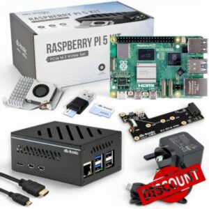 db-tronic Raspberry Pi 5 4GB NVMe Kit | PCIe to M.2 NVMe Board | 64GB Edition | Metal Case with Active Cooling Fan | 27W Power Supply | Ideal for Smart Home