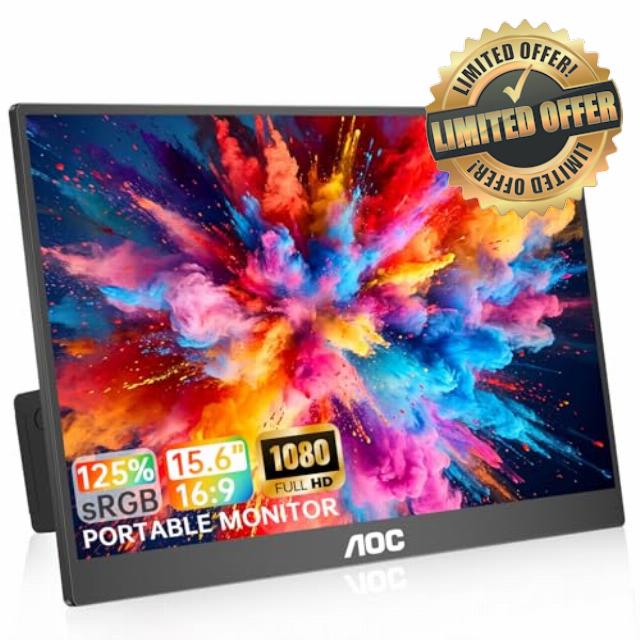 AOC Portable Monitor 15.6" 1080P FHD 125% sRGB IPS USB-C