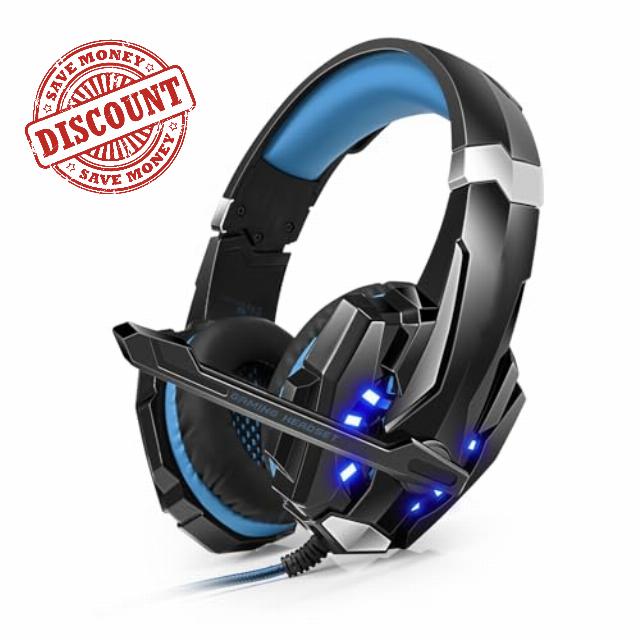Yctze KOTION EACH G9000 3.5mm Over Ear Gaming Headset with Noise Isolating Microphone，LED Light，Volume Con Gaming Headset，PC ，3.5mm Headphones，KOTION EACH G9000，over (Black and Blue)