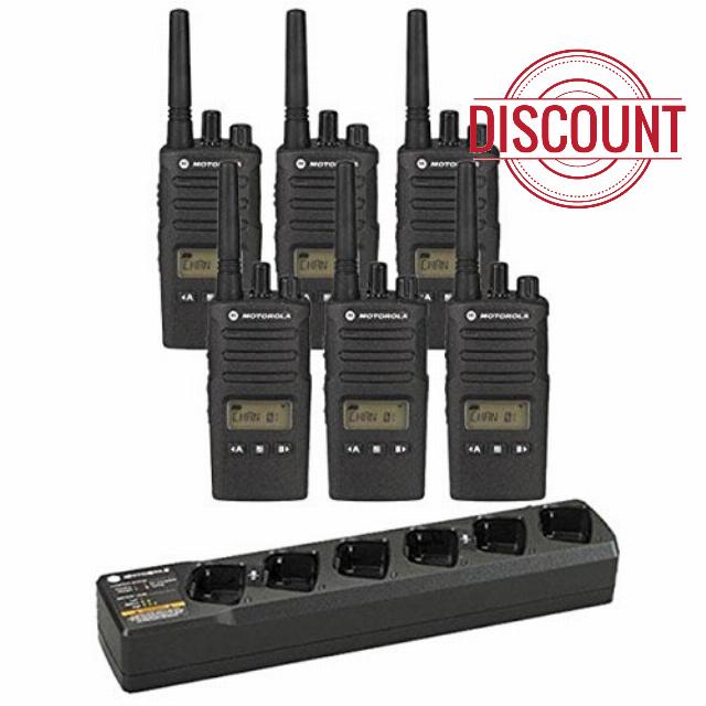 Motorola XT460 Two Way Radio PMR446 Licence Free Business Professional Walkie-talkie - Six Pack With Multi Dock Charge