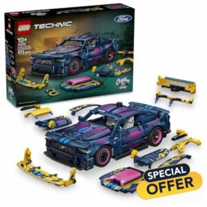 LEGO Technic Custom Garage Ford Mustang GT Car Toy - Model Kit w/ V8 Engine