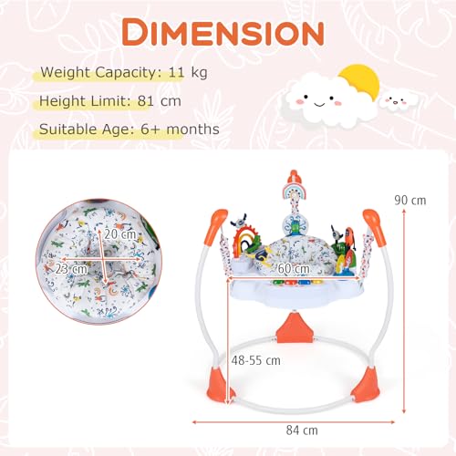 Toddler Bouncer Play Center for 6+ Months Boys Girls (Orange)