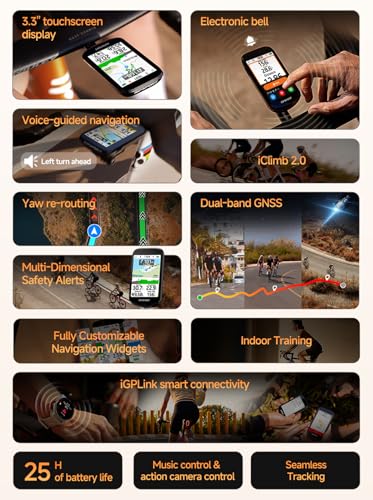 3.3" Touchscreen MAP Voice Navigation E-Bike Mode Climb Training Fucntio