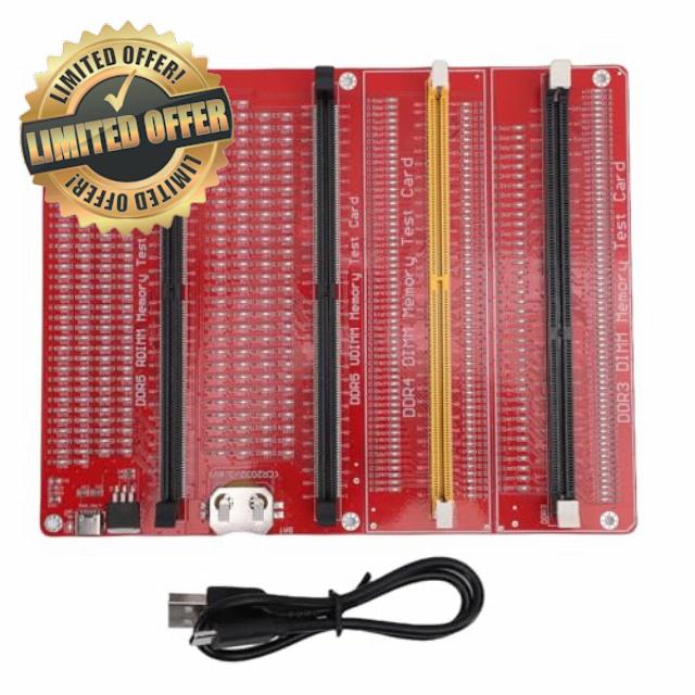 4 in 1 RAM Memory Tester Card for Desktop DDR3 DDR4 DDR5 and Server DDR5 with Dual Power Type C and Battery LED Fault Indicato