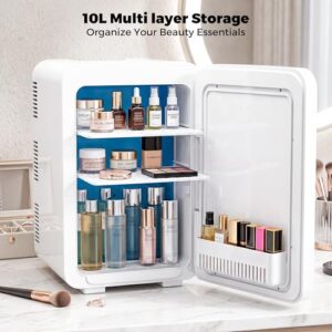 Portable Cooler & Warmer Skincare Fridge with LED Mirror