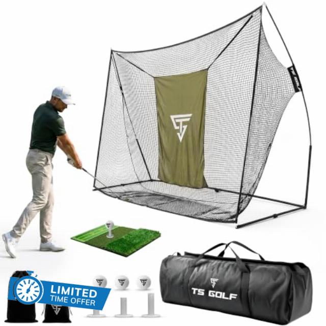 Golf Practice Net Pro bundle | Complete Set Golf Net | 10x7ft - XL Tri-Turf upgraded net