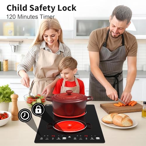 220V 3000W electric hob 2 burner with LED touch Control