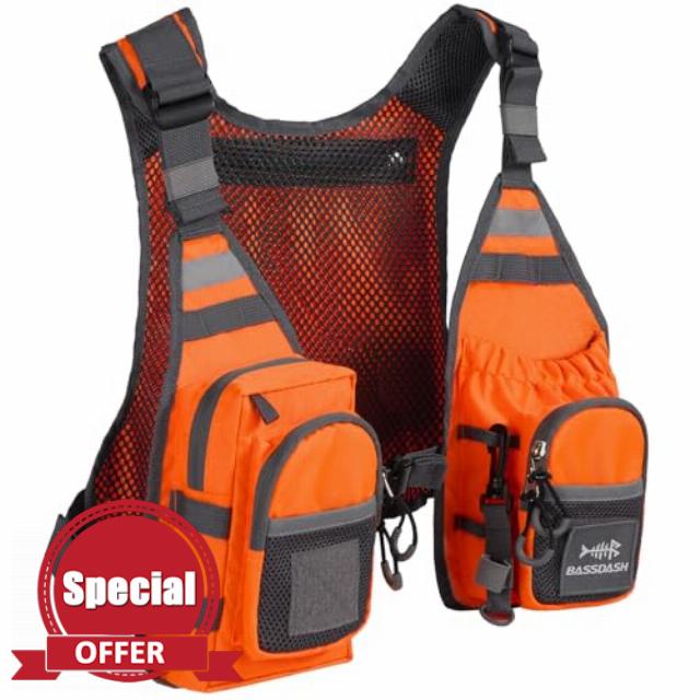 Bassdash FV08 Ultra Lightweight Fly Fishing Vest for Men and Women Portable Chest Pack One Size Fits Mos