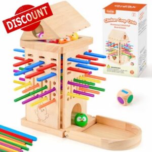Wooden Stick Pulling Balance Game for Kids Ages 3-8 | Family Wooden Chicken Game