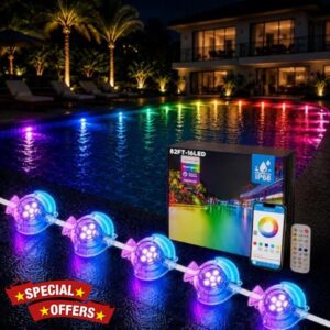 82ft 16-in-1 Swimming Pool Lights Underwater with APP & Remote Control