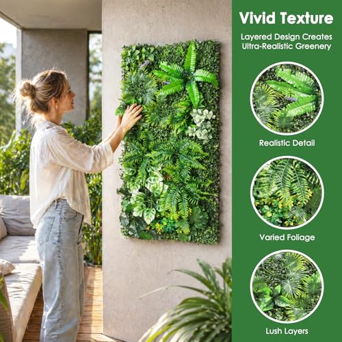 Realistic Grass Green Plant Wall Fence for Indoor/Outdoor Home