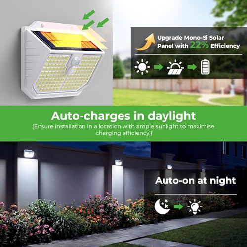 IP65 Waterproof Solar Wall Light for Fence Front Door Yard Garage